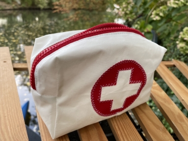 Segeltuch Kosmetiktasche eckig mit Kreuz